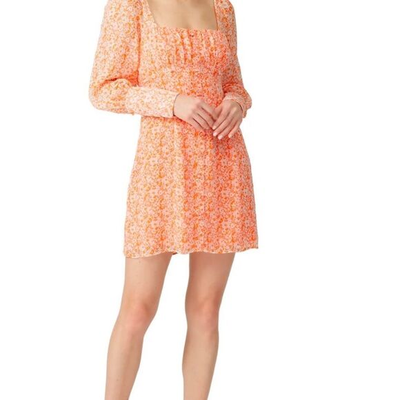 The East Order Orange White Peaches Bohemian Mini Dress Size XS - Picture 2 of 16